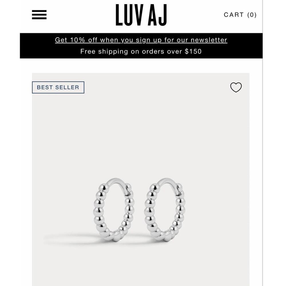 LUV AJ Mini Continuous Beaded Huggie Hoop Earrings Silver 9mm